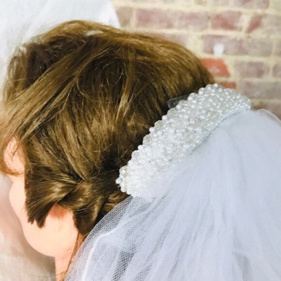 Vintage Bridal Cathedral Veil Comb Pearl - Picture 6 of 8